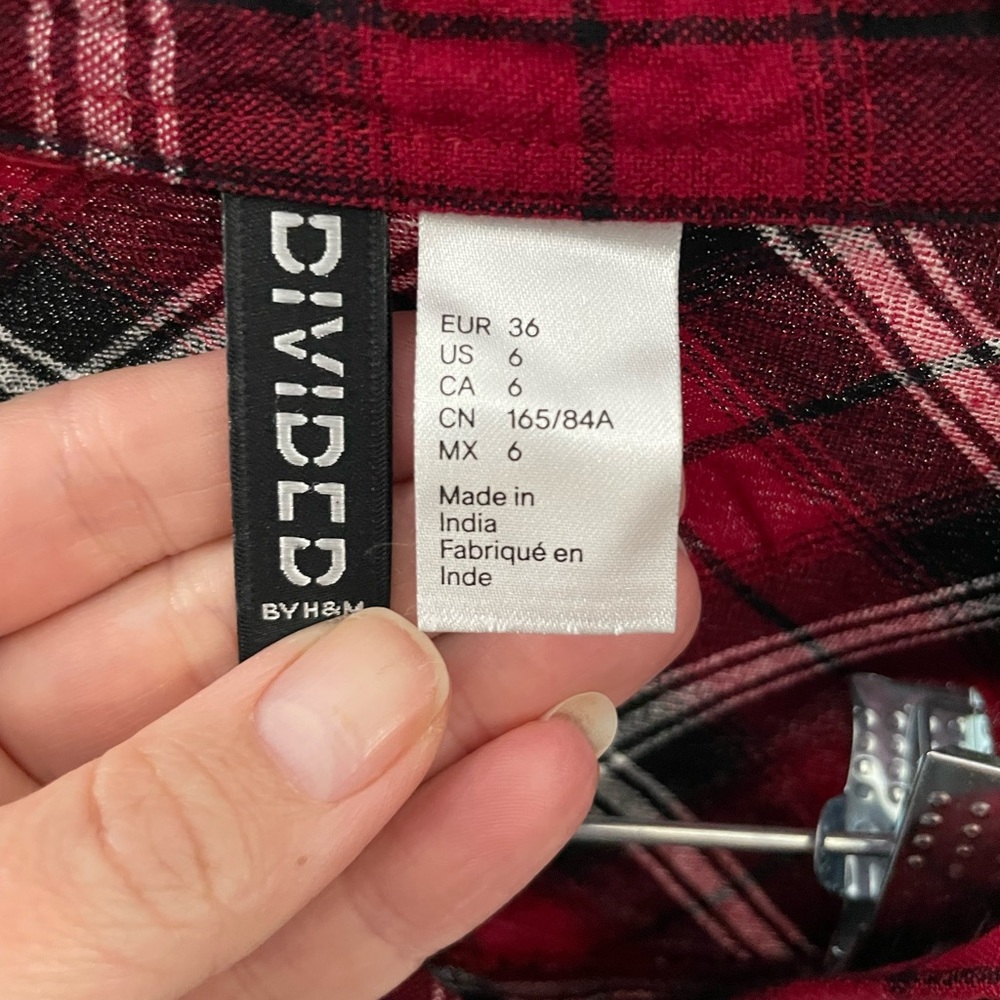 Red Plaid Button Tunic Sz S - Picture 2 of 5